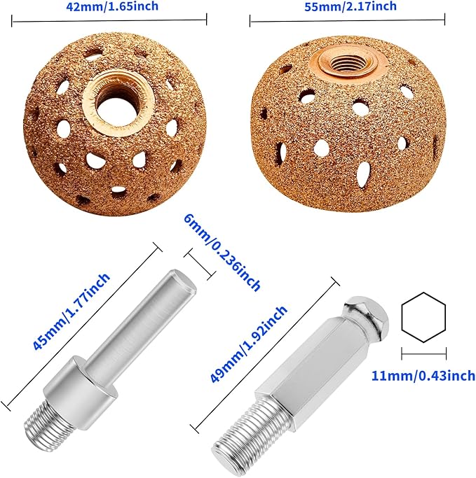 54Pcs Tire Patch Kit Heavy Duty, Tire Repair Tools 42 mm 55 mm Tungsten Steel Buffing Wheel with 32/42/58mm Tire Patches, Inner Liner Scraper, Tire Patch Roller for Car Grinding Polishing Accessories