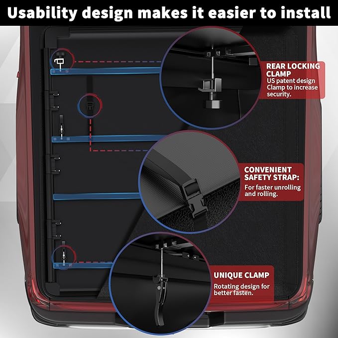 Soft Quad Truck Bed Tonneau Cover Compatible for 2002-2024 2025 Dodge Ram 1500 Fleetside Without Ram Box 4-Fold 6.4FT 76Inch