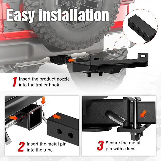 Tow Hitch 2 Inch, Trailer Hitch Winch Mount with 2" Receiver, Universal Heavy-Duty Winch Plate Bracket for Truck/Pickup/ATV/UTV/SUV, 17000 lbs Towing Capacity, Mounting Cradle, Black