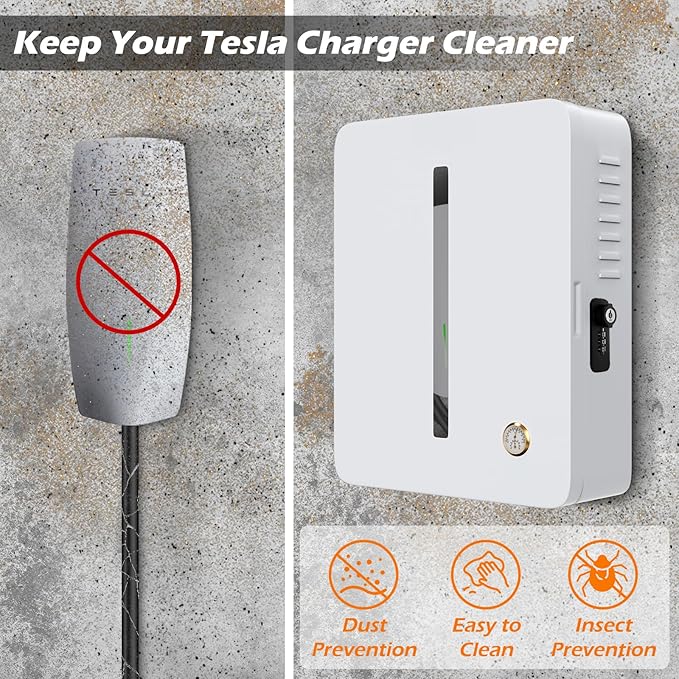Charger Station Box Compatible with Tesla Gen 3 Wall Connector and ChargePoint EV Charger, Cable Organizer Holder Lock Cover Outdoor Rainproof, Snowproof, Dustproof, Theftproof, Rustproof