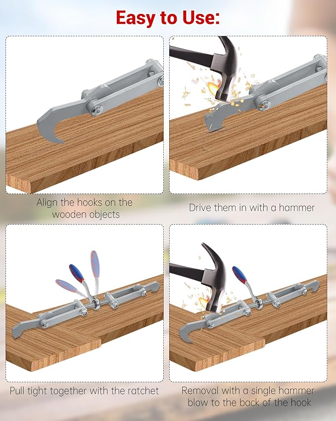 Ratcheting Beam Puller, Wall Puller Framing Tool, Clamping Travel 4.53 In, Ratchet Length: 10.83 Inches, Fit for For Clamping, Pulling and Compressing Timber