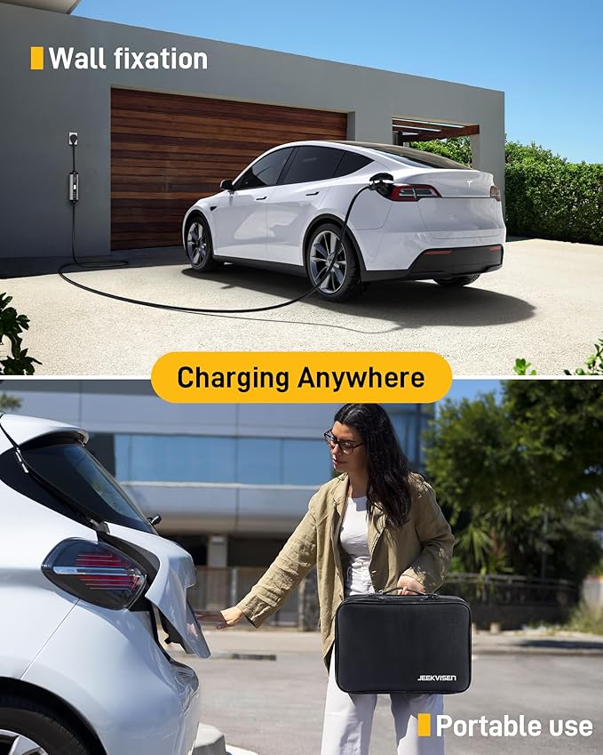 Level 2 Portable EV Charger - 40A 240V EVSE with NEMA 14-50 Plug,9.6kW,25ft Cable,ETL Certified,40A/32A/24A/16A Adjustable Current Home EV Charging Station (40A NEMA14-50 17ft)