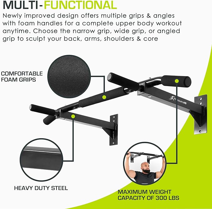 ProsourceFit Foldable Pull Up Bar/Doorway Trainer for Multi Use Fitness & Home Gym Exercise