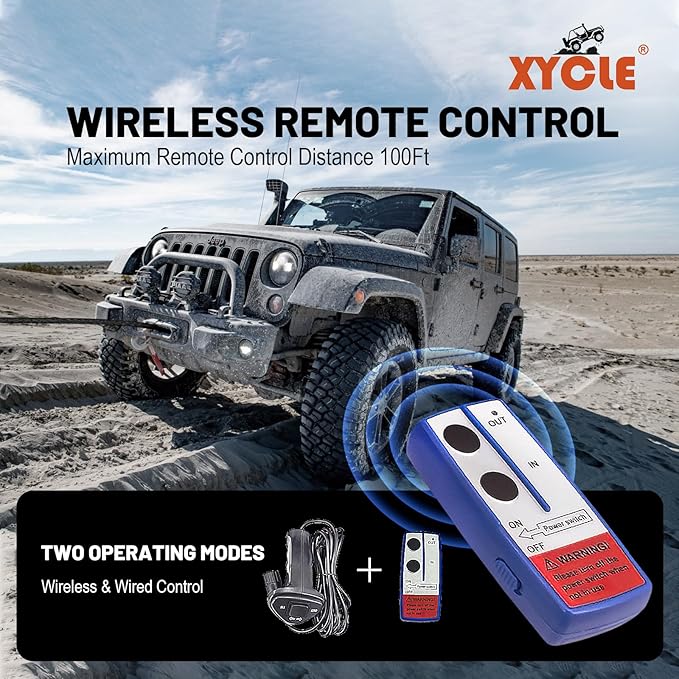 Winch13500lbs 12V Waterproof Electric Winch Synthetic Rope Electric Winch Towing Winch Boat Trailer Winch SUV 4-Wheel Drive Off-Road Vehicle with Remote Control 3/8 Synthetic Rope (Black)