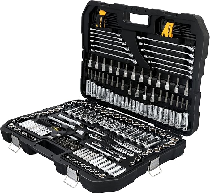 DEWALT Mechanic Tool Set, 247-Piece, 1/4 in., 3/8 in. and 1/2 in. Drive, SAE, Ratchets, Sockets, Hex Keys, Combination Wrenches, Polish Chrome Finish (DWMT81535)