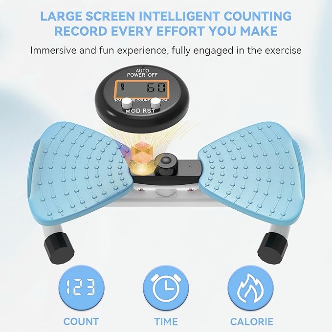 Waist Twister Machine, Adjustable Exercise Twist Board for Women Men, Noiseless Ab Twister for Home Gym Equipment, 330 lbs Capacity | Track Time, Reps, Calories with Digital Display