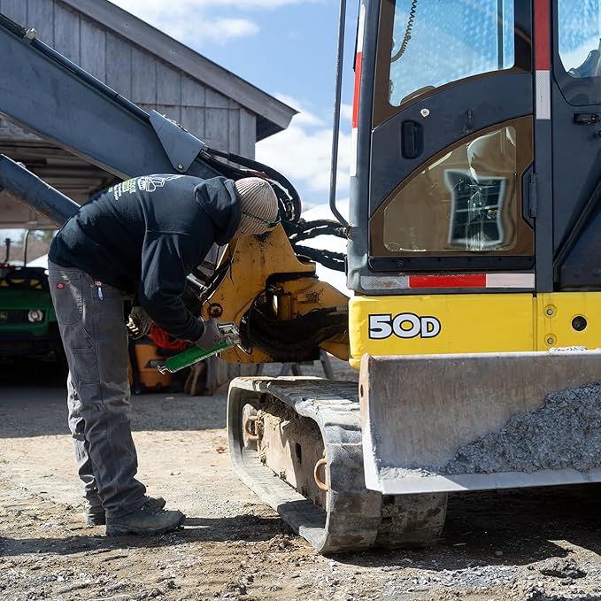 LockNLube Heavy-Duty Pistol Grip Grease Gun. Includes our patented LockNLube® Grease Coupler (Locks On, Stays On, Won't Leak!) plus a high-quality 20" hose and in-line hose swivel