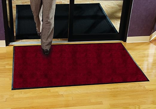 Guardian Platinum Series Indoor Wiper Floor Mat, Rubber with Nylon Carpet, 4'x4', Burgundy