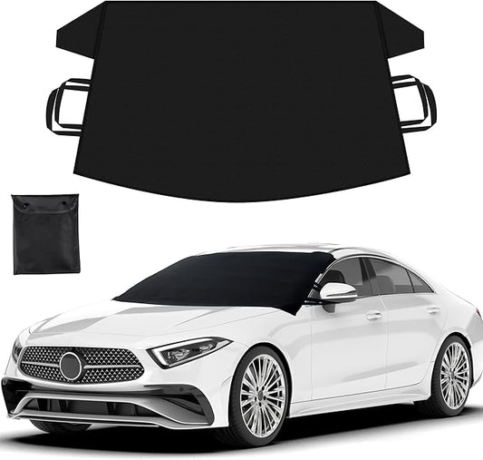 EcoNour Windshield Cover for Ice and Snow - Universal Fit for Car, SUV, Truck, Heavy Duty 600D Oxford Fabric Frost Protector for Ice & Sleet, Includes Anti-Theft Straps, Medium (69"x42")