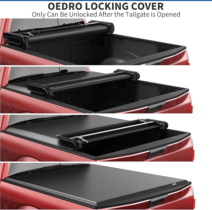 OEDRO Soft Quad Fold Tonneau Cover Truck Bed Covers Compatible with 2009-2014 Ford F-150 F150 6.5ft Bed