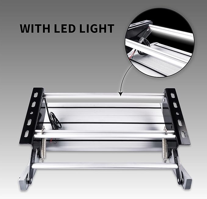 Manual Aluminum Alloy Folding Single Step with LED Light, Ladder, Telescopic Anti Skid, for Motorhome RV Camper Van Travel Trailer Caravan