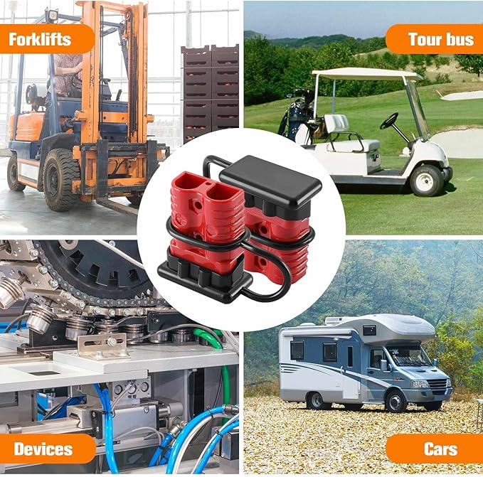 4 Pcs 1/0 Gauge 175 Amp Battery Quick Connect/Disconnect with Handle, Jumper Cable Plug Connector Kit for Recovery Winch, Towing Systems(Red)