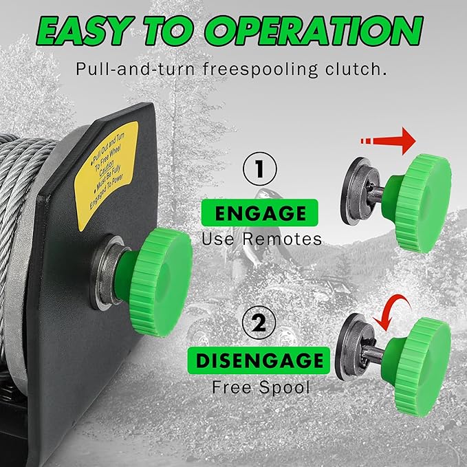 2500 lb. ATV/UTV Electric Winch, 12V Waterproof Steel Cable Winch,Electric Winch with Wired Remote and Wireless Remote for ATV UTV Towing,Boat,Off-Road