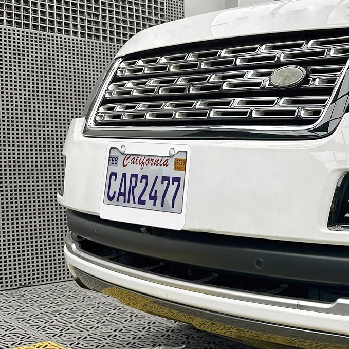 2PCS Chrome License Plate Frame, 2 Holes Silver Stainless Steel License Plate Frames, Universal Car License Plate Holder for Man, Licence Plate Frame and Screws, by Lengnoyp