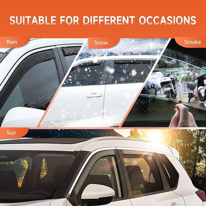 in-Channel Rain Guards Fit for Rogue 2021-2025, Extra Durable Side Window Deflectors, Wind Deflectors Rain Guard Black 4 Pack