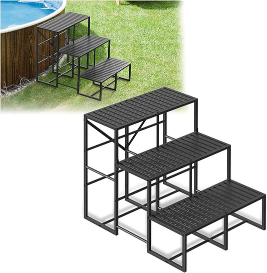 LIANTRAL 3 Step RV Stairs, Non-Slip Hot Tub Steps, Outdoor Stairs for Safe Entry and Exit, Portable Step Ladder for Pool, Mobile Home, Campers, Porch