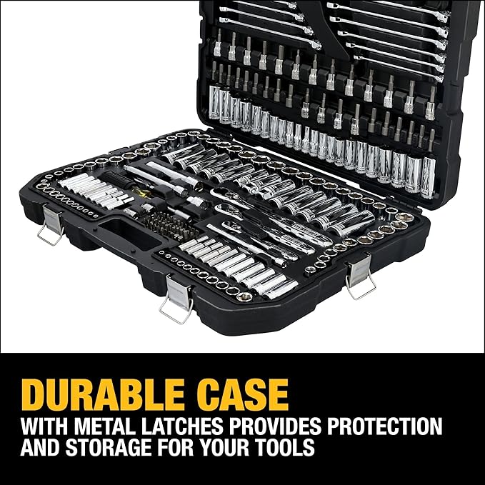 DEWALT Mechanic Tool Set, 247-Piece, 1/4 in., 3/8 in. and 1/2 in. Drive, SAE, Ratchets, Sockets, Hex Keys, Combination Wrenches, Polish Chrome Finish (DWMT81535)