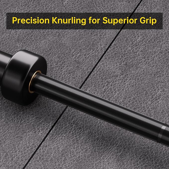 7FT Olympic Barbell, 1500LB Capacity Weight Bar with Knurled Grip, Fits 2” Plates, Straight Bar for Powerlifting, Weightlifting & Bench Press