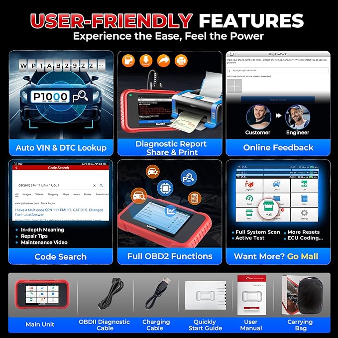 LAUNCH CRP129E V2.0 Elite 2025 OBD2 Scanner, FCA AutoAuth, 12 Reset, Oil/EPB/SAS/TPMS/BMS/Injector Coding, ABS Bleed, ABS SRS Transmission Engine Code Reader, Lifetime Free Update Scan Tool, Auto VIN
