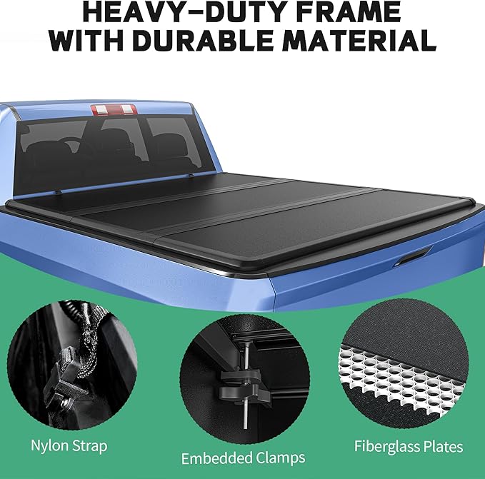 Hard Tri-fold FRP Truck Bed Tonneau Cover Compatible with Nissan Frontier 2005-2026, 5 Ft Bed