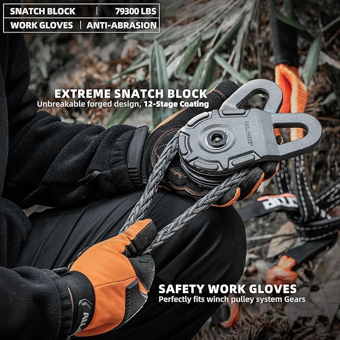 ALL-TOP Recovery Pack Extreme 11in1: Water-Resist Offroad Gear Bag with Recovery Strap Kit(3), Damper, 2 Soft Shackles, SK Hitch Mount, Forged Pulley, Deflator & Gloves