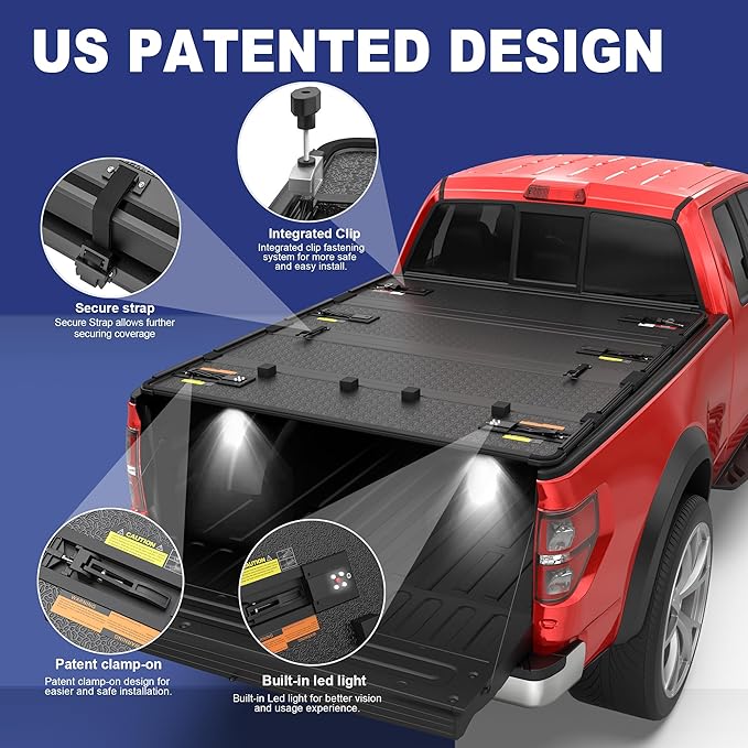 MOSTPLUS Quad Fold Hard Truck Bed Tonneau Cover Compatible with 2009-2014 Ford F150 F-150 (Excl. Raptor Series) Styleside 5.5 FT-66 inch Aluminum Bed