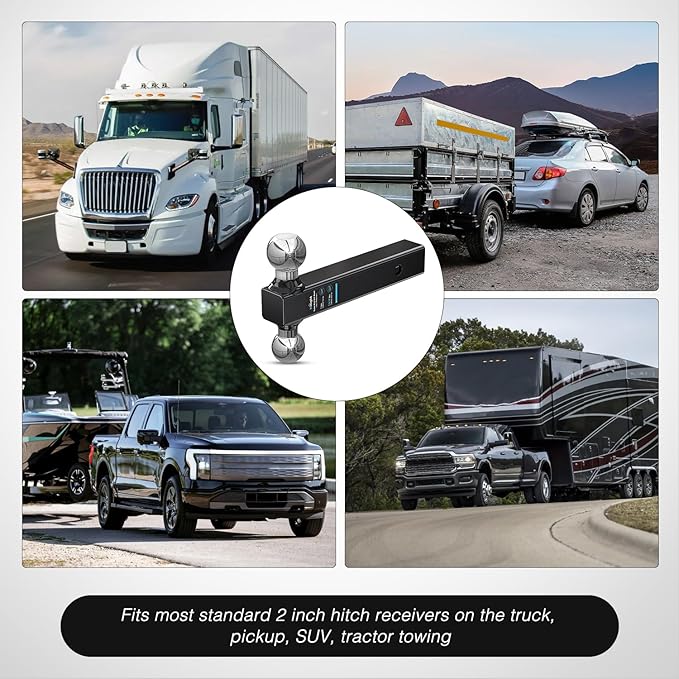 Nilight Trailer Hitch Ball Mount, 2 Inch, 2-5/16 Inch Balls, Fits 2 Inch Square Receiver, 10,000 lbs