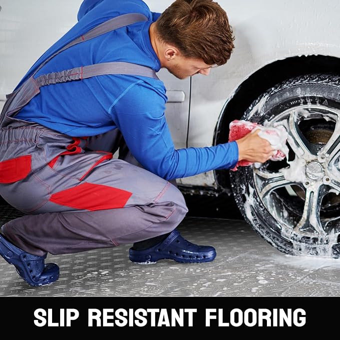 TUFFIOM 7.5 x 20 FT Garage Floor Mat, Thickened Diamond Plate PVC Garage Mats Flooring Roll for Under Car, Garage Car Parking Mats for Compact SUVs, Sports Car