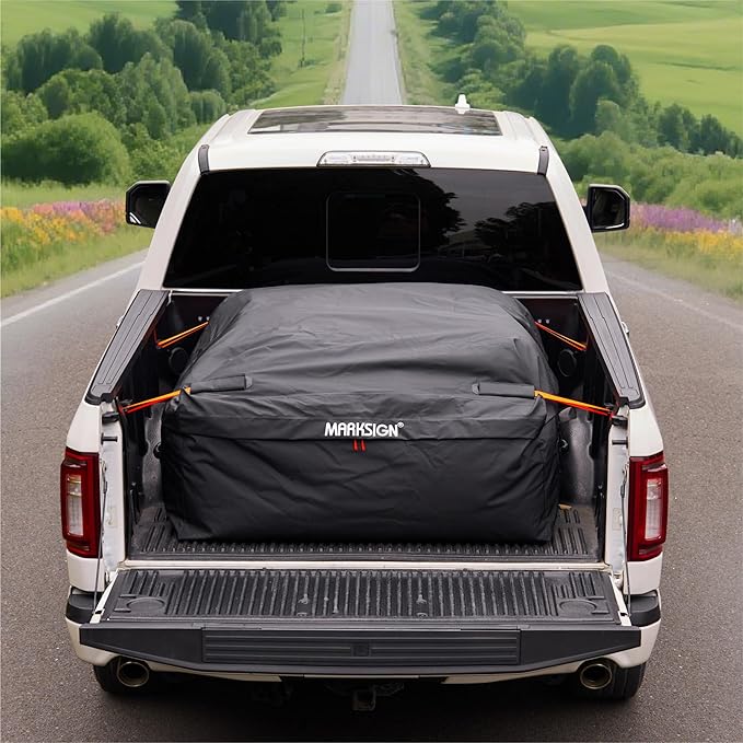 Truck Bed Bag, 100% Waterproof Truck Cargo Bag Fits Any Truck Size with 4 Handles, Built-in 4 Ratchet Tie Down Straps, 34 Cubic Feet (57''x48''x22'')