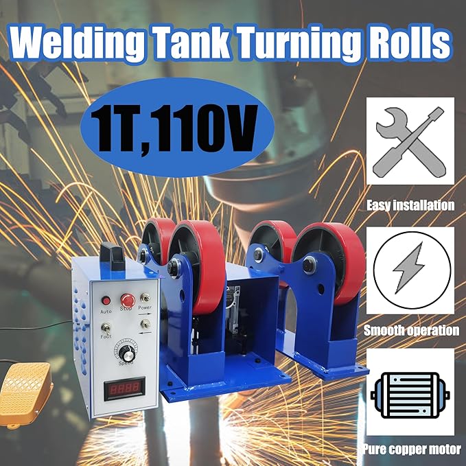 Welding Turning Roll Linkage Roller Rotary Welding Positioner Digital Welding Equipment Tank Welding Holder 50-600mm Diameter 110V with 2200LBS Capacity for Pipeline Welding