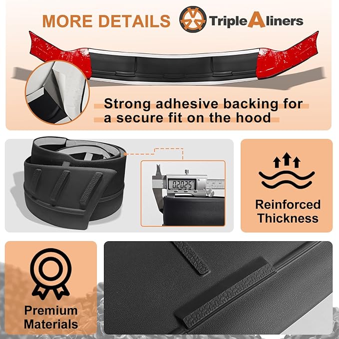TripleAliners Hood Deflector Protector Compatible with 2016-2023 Toyota Tacoma Accessories Hood Protector TPE Bug Deflector Shield Replacement