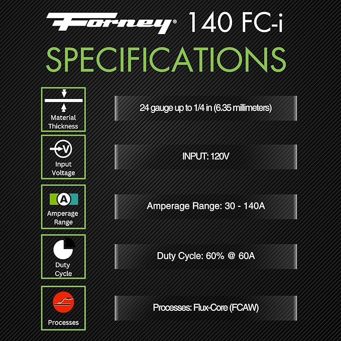 FORNEY Easy Weld 140 Amp 120-Volt Flux-Cored Wire Feed Welder (No Gas Needed)