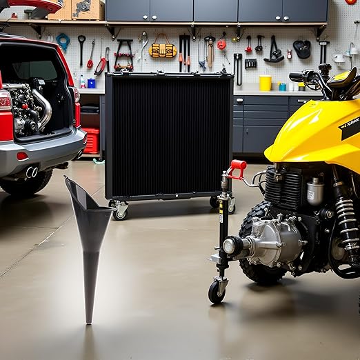 Auto Engine Oil Funnel,Black,Multi-Function Auto Engine Oil Petrol Change Funnel Long Stem Plastic for Car Motorcycle ATV Boat Multi-Function Circular and, Large:28cm Oil System Tools (11.02in)