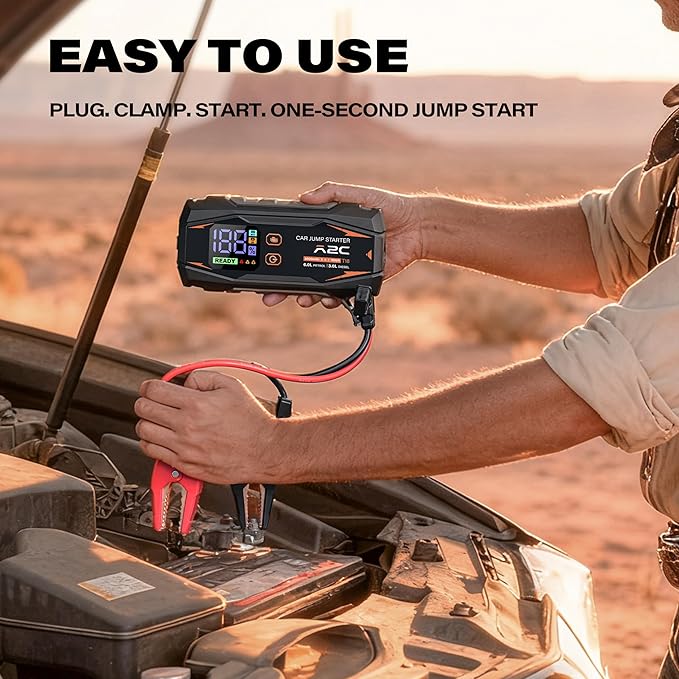 A2C Car Jump Starter, 12V Lithium Battery Booster Box, 16800mAh Portable Power Bank Pack Charger, for 6L Gas or 3L Diesel Truck, RV, Pickup