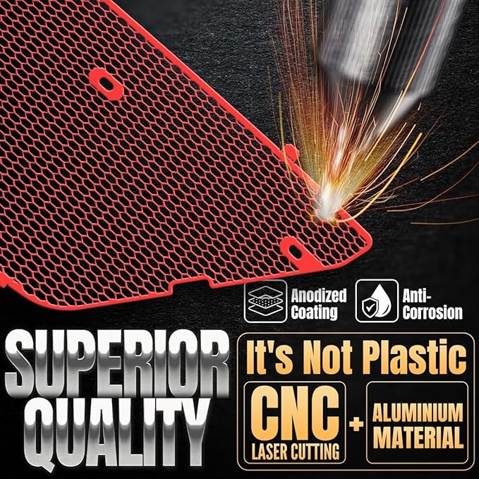 2Pcs Red Upgraded Front Radiator Guards Grille,Aluminum Front Outer Grill Low Profile Body Bumper Grille Vents Insert Mesh Set for Corvette C8 Stingray Z51 Convertible/HTC 2020-2025