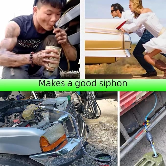 Manual oil pump, new multifunctional suction pump with durable PVC pipe of 6.5 feet. The oil fuel transfer pump,gas siphon pump for gasoline, and fish tank water exchange siphon hose