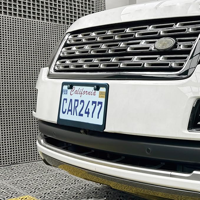 2PCS Matte Black License Plate Frames, 2 Holes Solid Rust-Proof Stainless Steel License Plate Holder, Lengnoyp Universal Car License Plate Cover for Women and Man with Screws Accessories