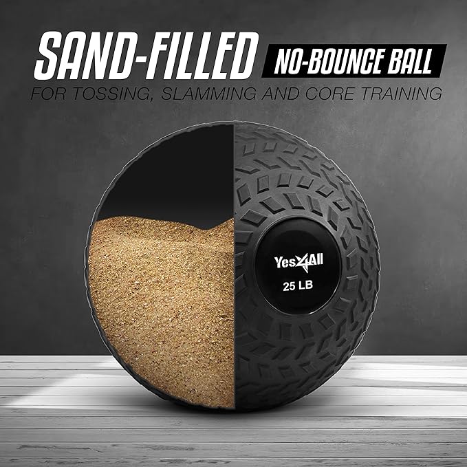 Yes4All Slam Balls, 10-40lb Weighted Ball Weight, Durable PVC Sand Filled Workout Dynamic Slam Ball for Core Strengthen