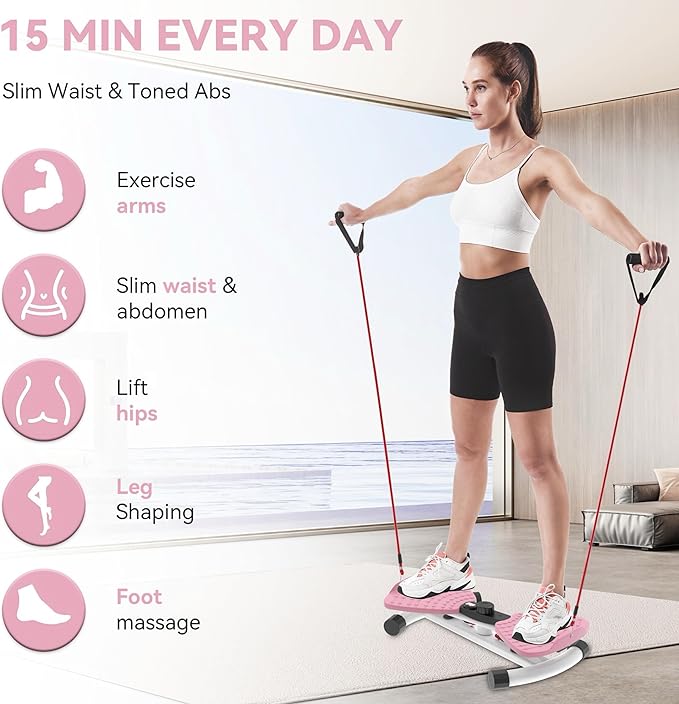 Waist Twister Machine, Adjustable Exercise Twist Board for Women Men, Noiseless Ab Twister for Home Gym Equipment, 330 lbs Capacity | Track Time, Reps, Calories with Digital Display