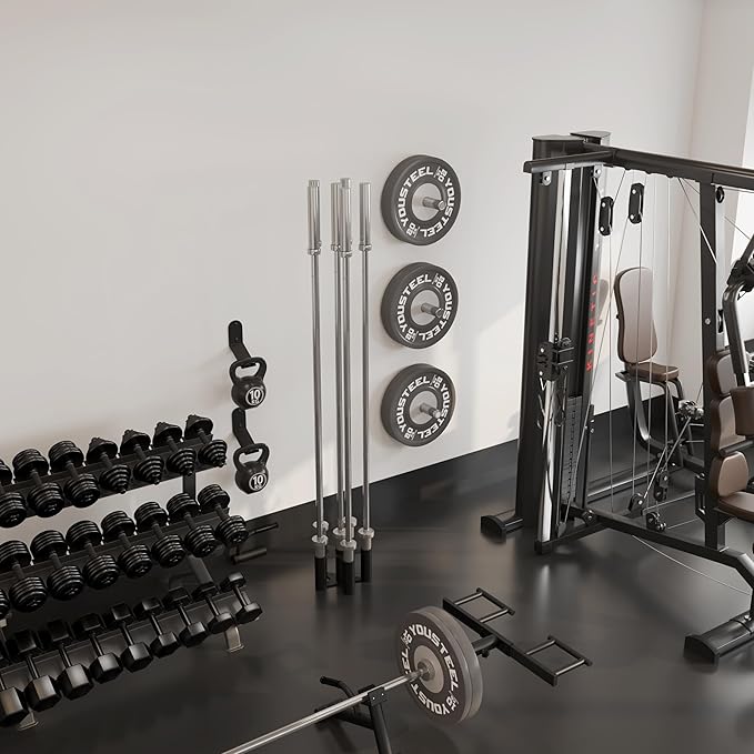Barbell Rack Stand Vertical Olympic Bar Storage Rack 6 Bars Storage Rack for 2-inch Olympic Bars Dumbbell Handles Triceps Bars Curl Bars