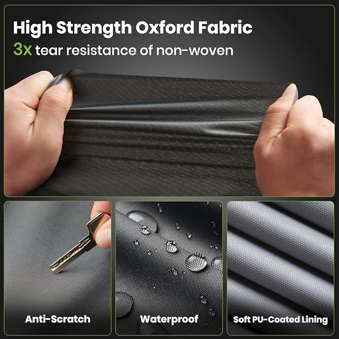 Waterproof Windproof RV Travel Trailer Cover, Anti-Rip Anti-UV 600D Oxford Fabric Camper Cover - with Tongue Jack Cover, Tire Covers, Gutter Covers, for 22'1"-24'