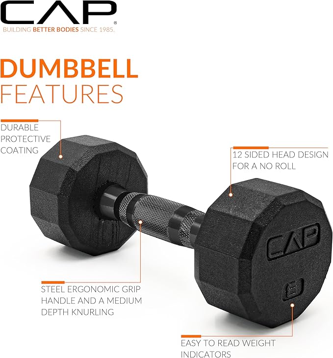 CAP Barbell Coated Dumbbell Weight | Multiple Options Pairs & Sets