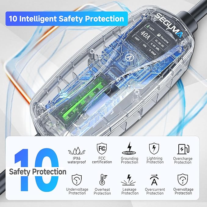 Level 2 EV Charger, 40Amp Electric Car Chargers 25FT Cable with NEMA 14-50 Plug, Adjustable Current, Timing Delay Electric Vehicle Chargers for J1772 BEVs/PHEVs 240V 9.6kW