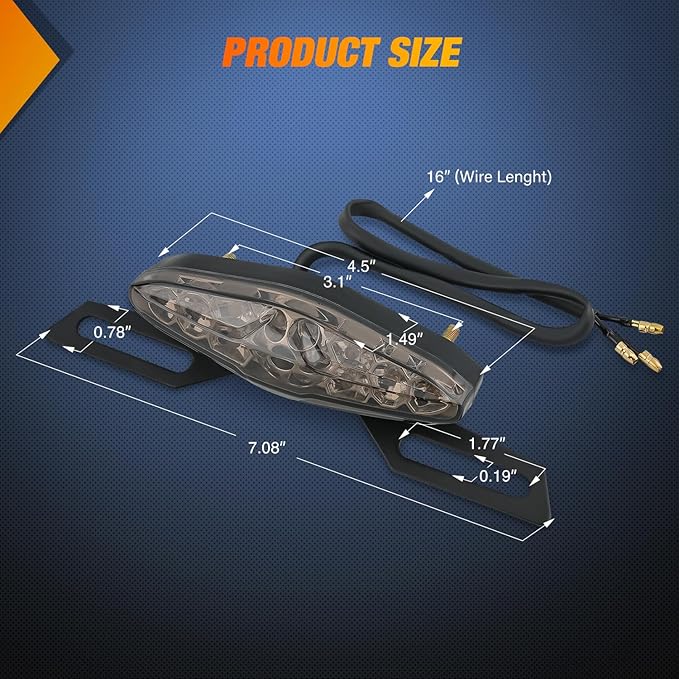 Nilight Motorcycle Tail Lights LED Brake Running Light with License Plate Bracket Dirt Bike Rear Lighting Compatible with Honda Yamaha Kawasaki Suzuki Chopper Turing Cruiser, Red