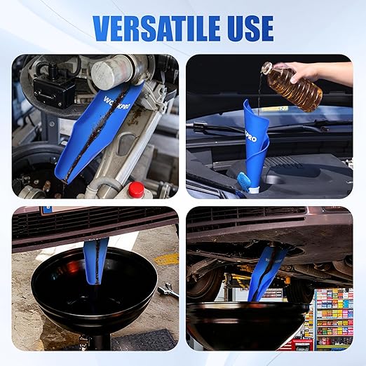 WORKPRO 12-inch Oil Filter Plier and Flexible Oil Funnel Set for Quick and Clean Automotive Oil Change, Durable Silicone Funnel with Shape Retention, Adjustable Anti-Slip Oil Wrench for Effortless Use