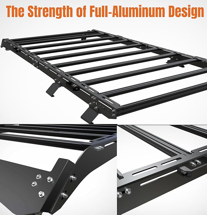 Land Cruiser 200 Series Roof Rack, Heavy-Duty Aluminum, 1000 lbs Capacity, Black, Vehicle-Specific Fit