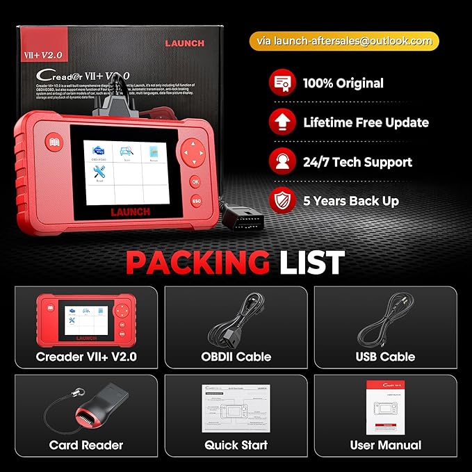LAUNCH Creader VII+ V2.0 OBD2 Scanner, 2025 New Engine/Transmission/ABS/SRS Diagnostic Scan Tool With Oil Reset/Throttle Adaption/SAS Relearn, Check Engine Code Reader, Full OBD2, Lifetime Free Update