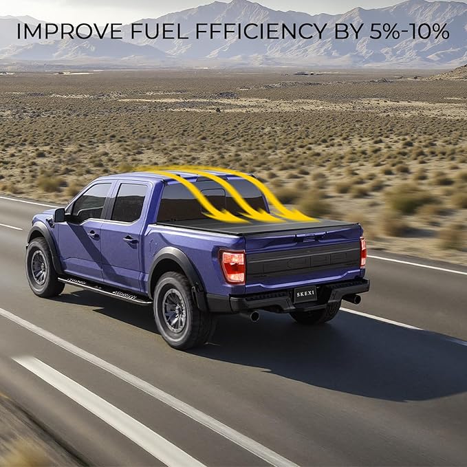 FPR Hard Tri Fold Truck Bed Cover Fits for 04-14 F-150 & 06-14 Mark LT 6.5FT Bed (78.8") Heavy-Duty Lock Hard Folding Drill-Free Tonneau Cover Waterproof Fiberglass Design & Anti-Theft Security