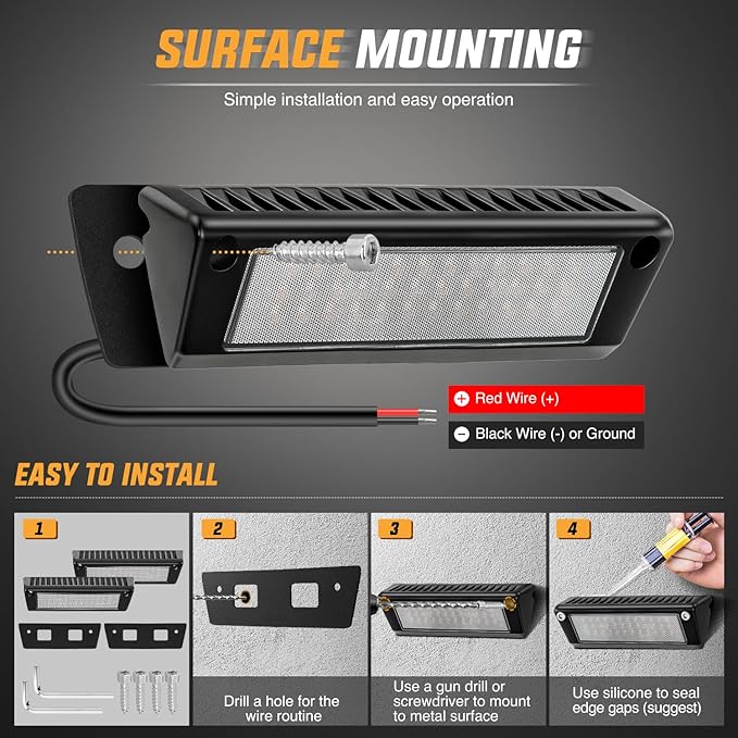 Nilight RV Exterior Light 2PCS 9 Inch Porch Lights Amber Beam 12V 24V LED Scene Cargo Lighting Black Aluminum Housing for RVs Trailers Travel Campers 5th Wheels Motorhome SUV Truck