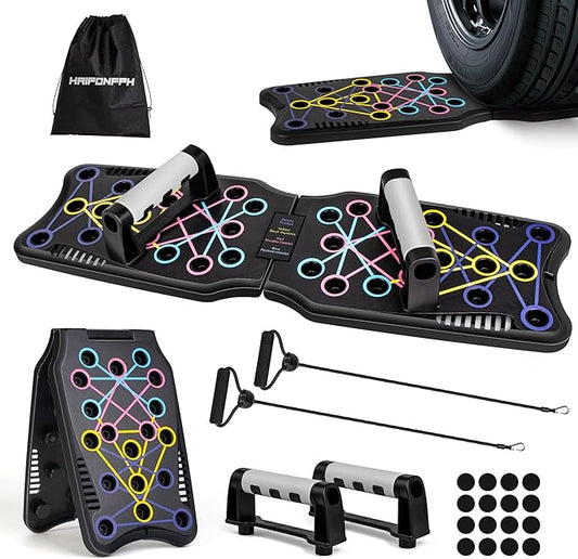 Push Up Board Fitness, 9 in 1 Strength Training Equipment,Home Gym System,Multi-Functional Push up Stands System Fitness Floor Chest Exercise,Training Arm Men & Women Weights